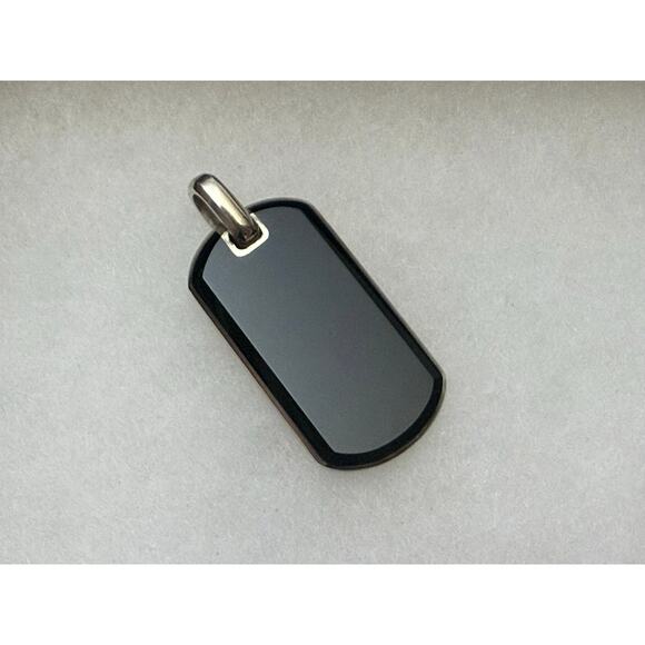 DAVID YURMAN Chevron DOG TAG PENDANT Sterling Silver .925 Black Onyx 35mm